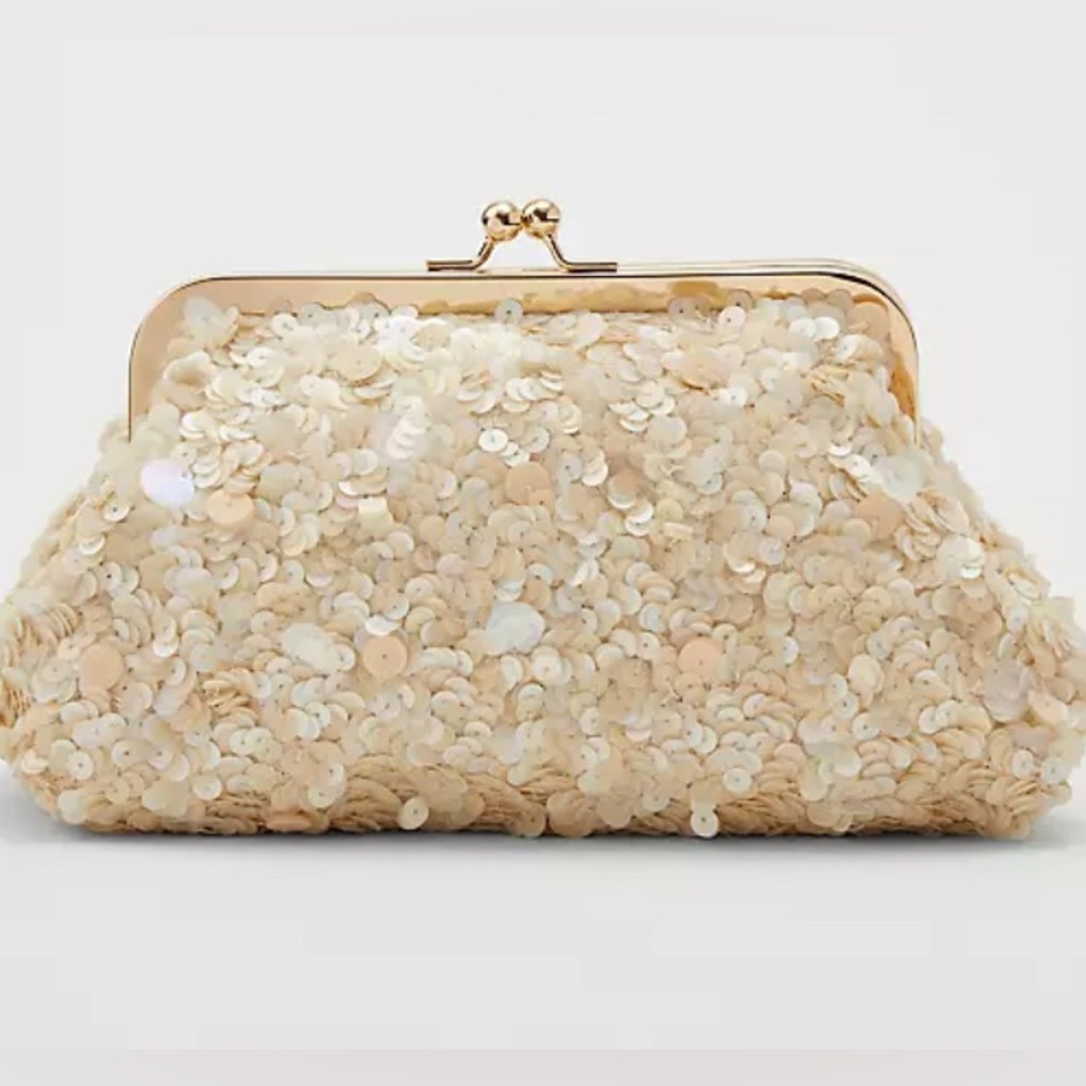 Ann Taylor Studio sequin clutch bag new